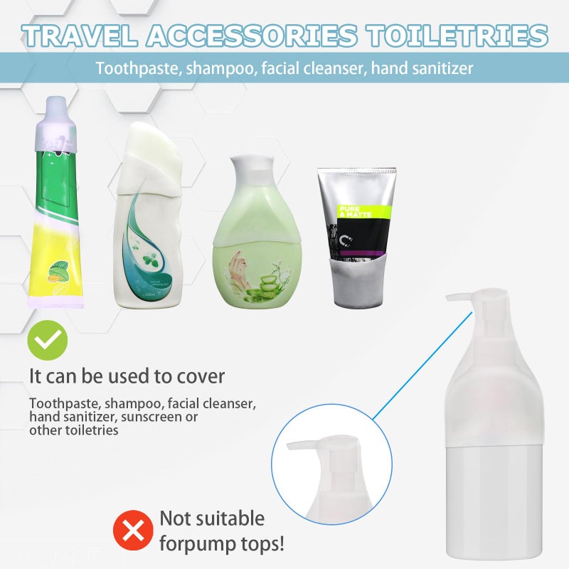 TRANOMOS 16 Pack Elastic Sleeves for Leak Proofing Travel  Silicone Bottle Covers for Travel  Luggage Travel Accessories for Women  Travel Size Toiletries Men  Leak Proof Sleeves for Travel Container  White - Image 2
